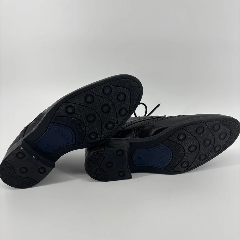 Charles Tyrwhitt Mens Wingtip Derby Shoes 10 Black‎ Leather Brogue SHC0090BLK